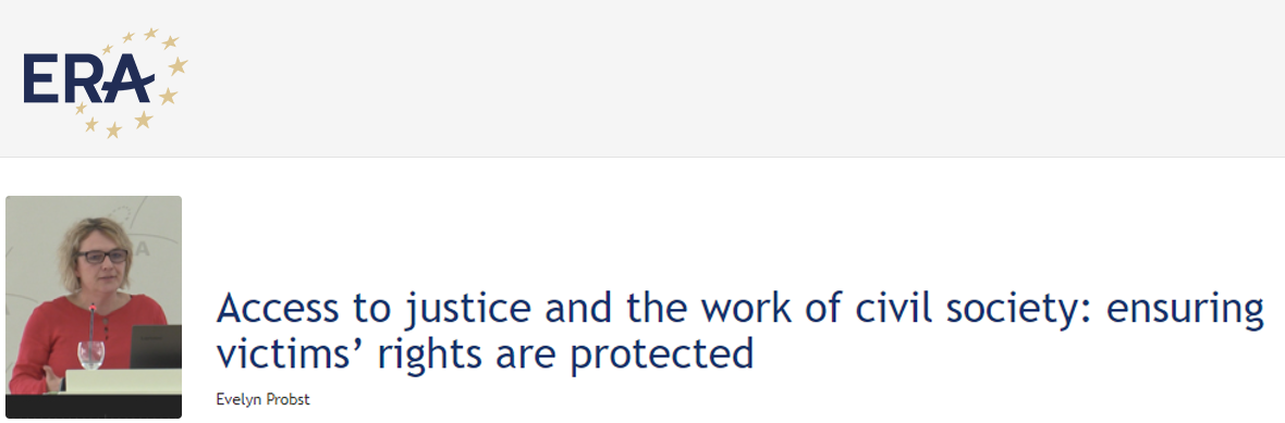 Evelyn Probst: Access to justice and the work of civil society: ensuring victims’ rights are protected