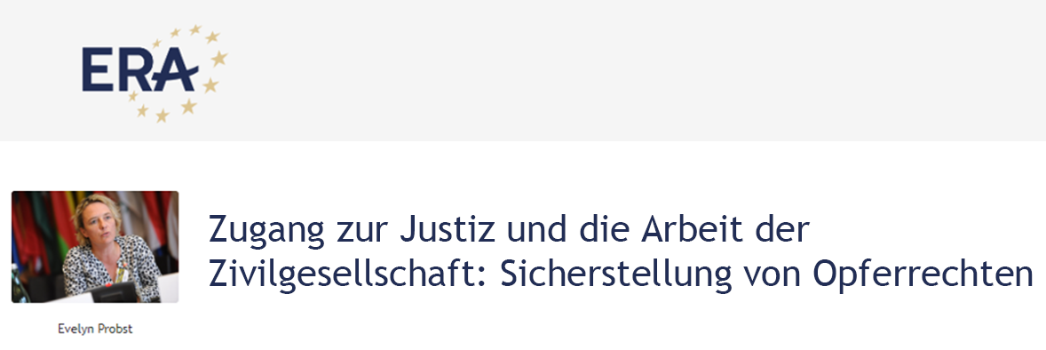 Evelyn Probst: Zugang zur Justiz und die Arbeit der Zivilgesellschaft: Sicherstellung von Opferrechten