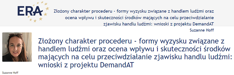 Suzanne Hoff: The complexities of demand and assessing the impact and potential of demand-side measures to reduce trafficking: findings from the DemandAT project