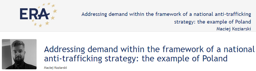 Maciej Koziarski: Addressing demand within the framework of a national anti-trafficking strategy: the example of Poland